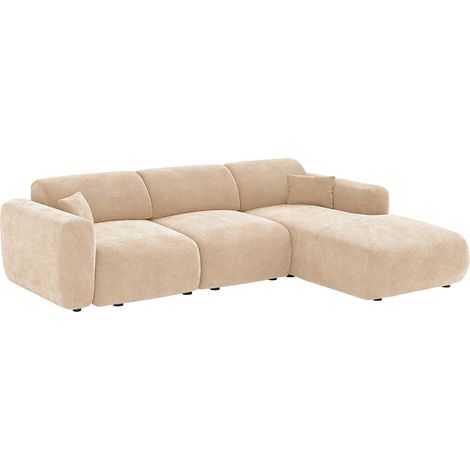 Grande divano letto angolo a destra in Tessuto a coste sottili Beige - POGNI della Maison Céphy (1/5)