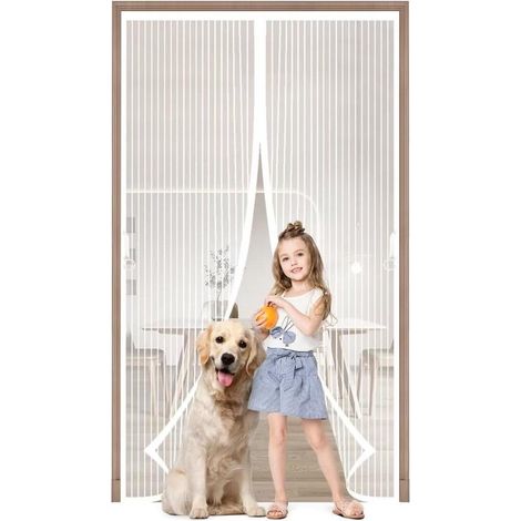 Moustiquaire magnétique blanche 85 x 210 cm - Protection contre les insectes pour porte-fenêtre/balcon - Fixation Velcro - Porte-fenêtre/salon blanche (1/5)