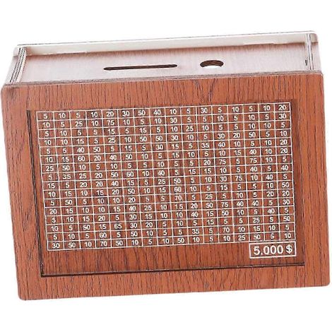 Tragbare Spardose aus Holz, für Erwachsene, mit Zahlen, Aufbewahrungsbox, Heimdekoration, Geldspardose-Can Stored 5000 USD (1/5)