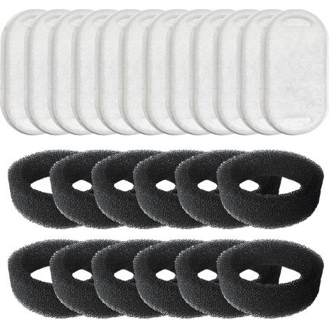 Lot de 12 Filtres de Fontaine à Eau pour Chat et Chien - Charbon Actif et Mousse Filtrante - Système de Filtration Triple