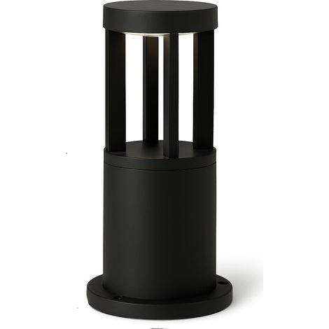 Lampione a led lampioncino lampada illuminazione da esterno palo da giardino nero moderno 12w ip65 30cm - Colore della luce: Luce fredda