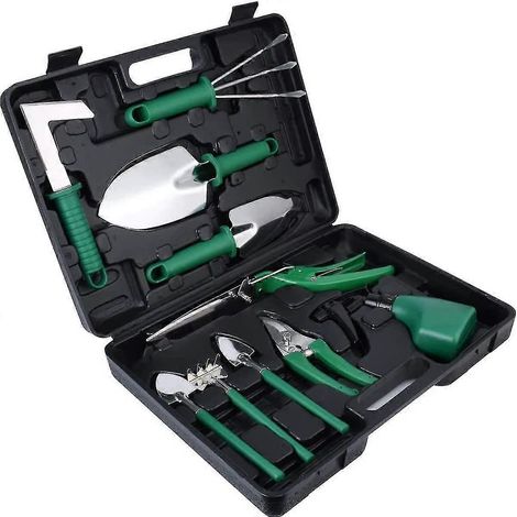 Outils de jardinage, ensemble de 10 outils de jardin en acier inoxydable avec étui de transport, cadeau idéal pour les passionnés de jardinage (1/4)