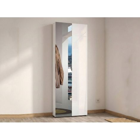 Armario Multiuso 2 Puertas Crisocola, 11 Estantes, Hecho en Italia, 19x200h cm Blanco Brillante (1/4)