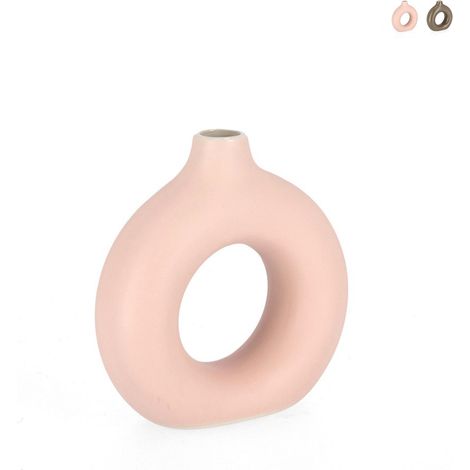 Vaso da interno per piante e fiori di design in grès 18,5x6x19cm Odino - Rosa (1/2)