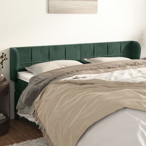 Cabecero de terciopelo verde oscuro 203x23x78/88 cm vidaXL (1/5)