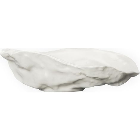 Plat de service en forme d'huître blanc en dolomite de 13 cm, beige (1/2)