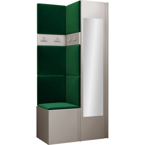 Conjunto para recibidor Pinis XXV, Manila 35, 186x82x46cm, Espejo, Aglomerado laminado, Tapiz, Colocada, Montada en la pared
