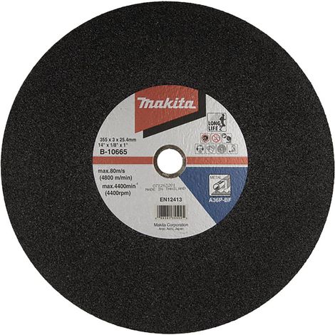Makita – Disques à tronçonner 355mm – Grain 3 pour acier – Vitesse max 3860 tr/min – Pack de 5 – B106655 (1/2)