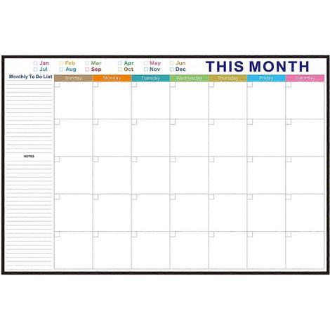 Le calendrier mural mensuel tableau blanc présente un design minimaliste. Son tableau effaçable à sec réutilisable facilite l'organisation des horaires quotidiens. (1/5)