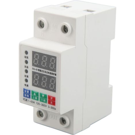 Voltmètre à Rail DIN biphasé, protection contre les surtensions et les surintensités réglables automatiquement, disjoncteur 120-300V 1A-63A (1/5)