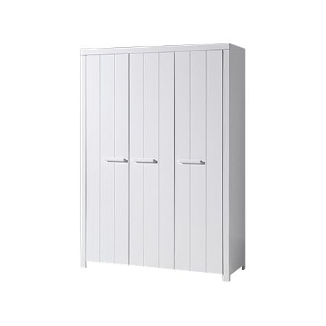 Armoire 3 portes 144x57,5x205,5 cm en pin blanc - VICKY