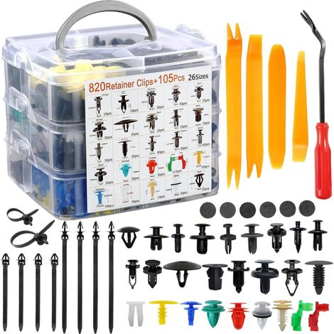 925 Pièces de Clips de Fixation pour Voiture, avec Boîte de Rangement et 5Pcs Outil de Démontage, Ensemble de Clips de Garniture de Portes Universelles et Fixations de pare Chocs (1/5)