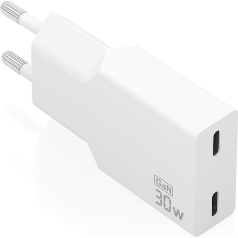 Cargador de Pared GaN Aisens A110-1003/ 2xUSB Tipo-C/ 30W/ Blanco