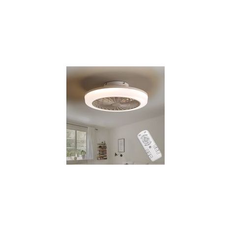 Ventilateur de plafond sans pales 46 cm – Moteur CC réversible – Éclairage réglable 60W – Télécommande avec minuterie – Design moderne blanc (1/5)