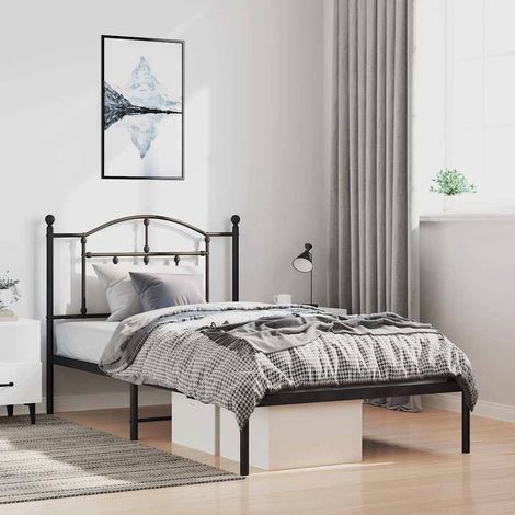 Bettgestell mit Kopfteil Metall Schwarz 100x200 cm (1/5)