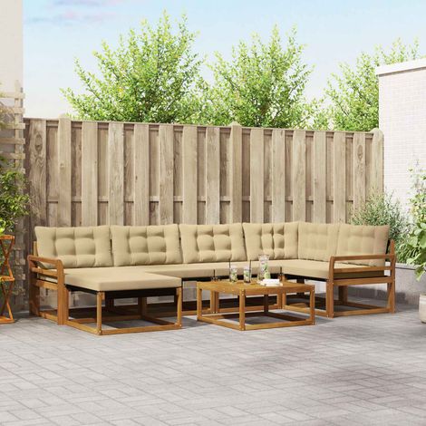 Outdoor-Sofagarnitur 19 pcs Natur und Beige Massivholz Akazie (1/5)
