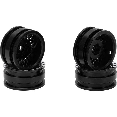 4 roues en aluminium motif treillis Jantes moyeux pour Axial SCX24 AXI90081 AXI00001 voiture RC 1/24 Noir (1/5)