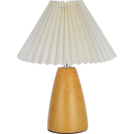 Beavorty Lampe de Chevet Abat-Jour Plissé en Tissu Lin Veilleuse (1/5)