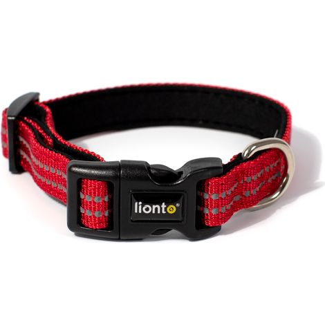 lionto Katzenhalsband reflektierend, gepolstert & verstellbar aus Nylon und Neopren, XS (20–30 cm), rot