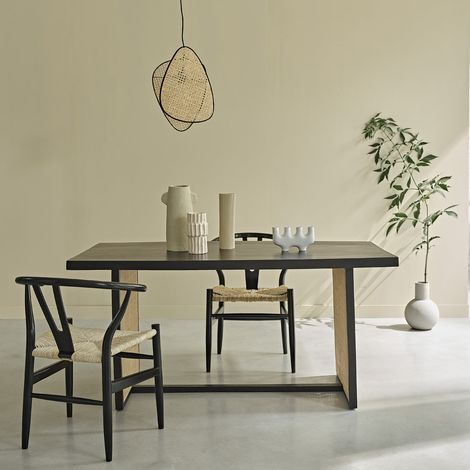 Table en manguier massif et cannage 6 pers. (1/5)