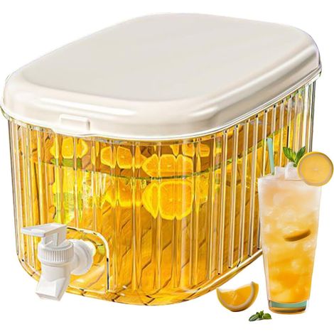 Réservoir d'eau de 5,5 L pour réfrigérateur avec robinet, couvercle étanche, plastique sans BPA, compatible avec la plupart des réfrigérateurs [JUN] (1/5)