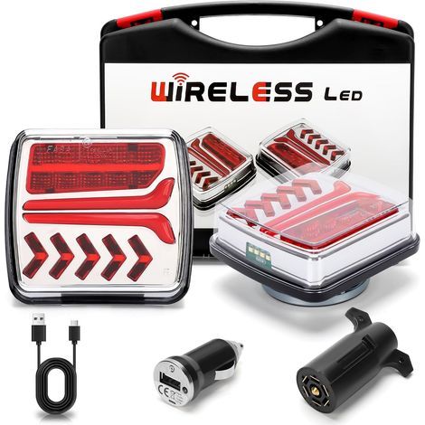 Kabellose, magnetische 12V-Anhängerleuchte, ECE-geprüft, für Pkw, Lkw und Wohnwagen wasserdicht und wiederaufladbar Rücklicht für Anhänger mit 7-poligem Stecker. (1/5)