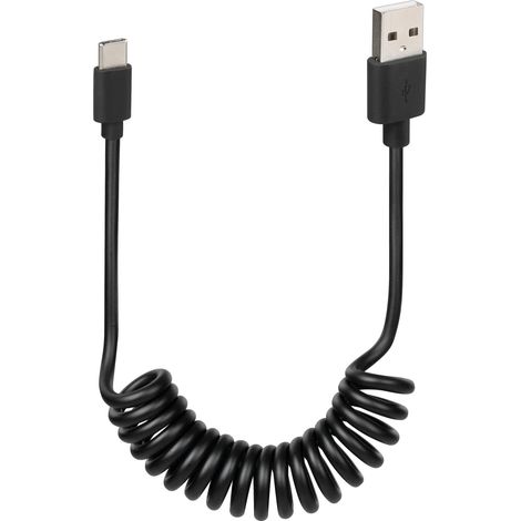 Cavo a spirale Usb  Usb Type-C - 100 cm - Nero