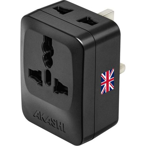 Adaptateur de Voyage - AKASHI - Type G - 3 Sorties Universelles - Compact - Léger (1/5)