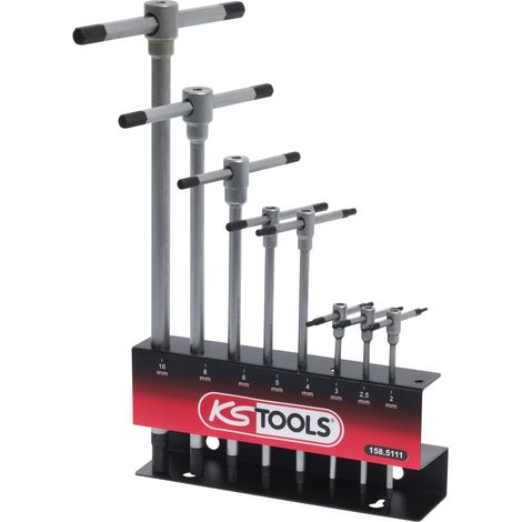 Kstools – Clés mâles à poignée en T 8 pièces – Profil 6 pans – Chrome vanadium – Finition satinée – Pour vis difficiles d'accès (1/6)