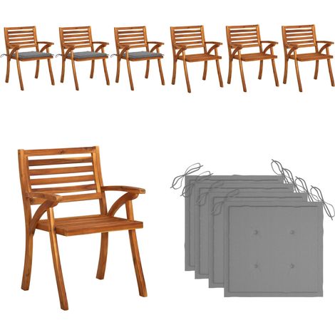 Chaises à manger de jardin avec coussins lot de 3 Acacia massif - Chaise De Jardin - Fauteuil De Jardin - Acacia Massif - Meubles De Jardin - Mobilier De Jardin - Home & Living (1/5)