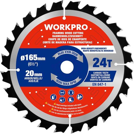 Lame de Scie Circulaire 165 mm 24 Dents ATB Coupe Rapide pour Bois Massif, Bois Tendre, MDF et Contreplaqué (1/5)