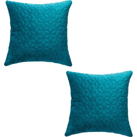Lot de 2 taies d'oreiller en velours, à motif à carreaux hexagonaux, parfaites pour la maison. (1/4)