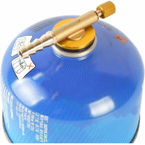 Valve de tuyau de gaz de camping, adaptateur de recharge de gaz en laiton pour four de sécurité, valve d'ouverture pour camping en plein air (jaune) (1/4)