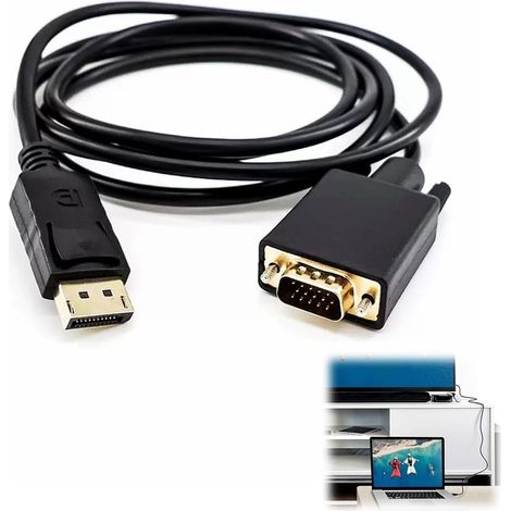 1,8 m langes DisplayPort-auf-VGA-Kabel, unidirektional, DP auf VGA, 1080p, DP-Stecker auf Stecker, kompatibel mit Laptops, PCs, Monitoren und Projektoren (1/5)