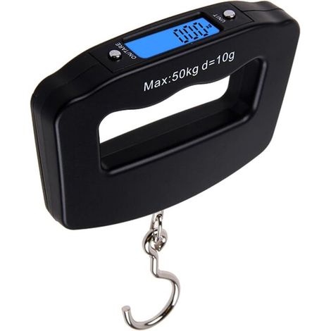 Balanza digital portátil colgante para pesca, viajes, equipaje, maletas, paquetes, uso doméstico y actividades al aire libre. 110 lbs/50 kg (1/5)