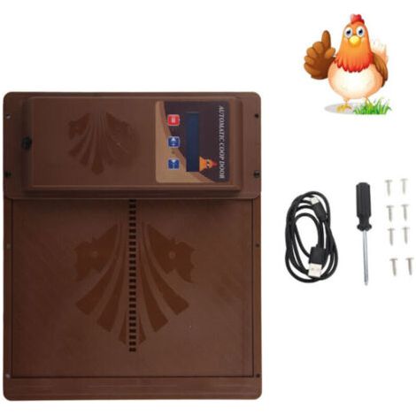 Porte Automatique Poulailler Solaire, Trappe de Poulailler Electrique Anti-piégeage Intelligente avec Ecran LCD Minuterie Capteur de Lumière Télécommande (1/4)