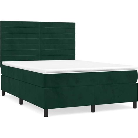 Maison Exclusive - Sommier à lattes de lit et matelas Vert foncé 140x190cm Velours (1/5)