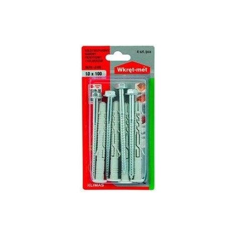 Chevilles De Cadre Klimas 10 x 100 Avec Cle Torx, Blister De 4 (1/2)