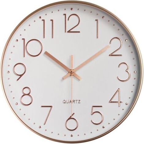 30cm Horloge Murale 3D Chiffres Design Moderne Or Rose, Silencieuse Pendules Murales sans Tic-tac, Facile à Lire Deco pour Cuisine Chambre Bureau (1/3)