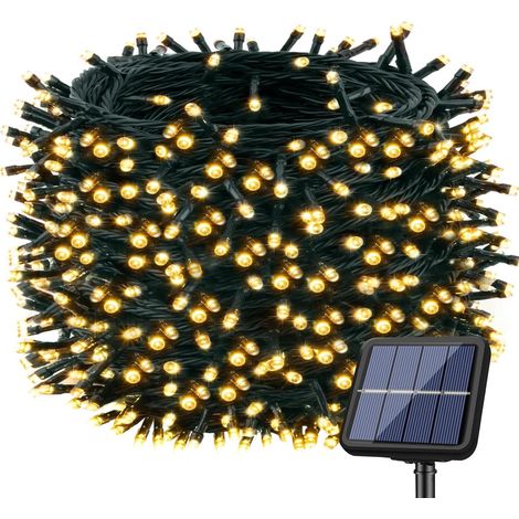 22+2 m lange Solar-Lichterkette mit 220 LEDs für den Außenbereich, IP65 wasserdicht, 8 Leuchtmodi für Garten, Terrasse und Weihnachten, warmweiß (1/5)