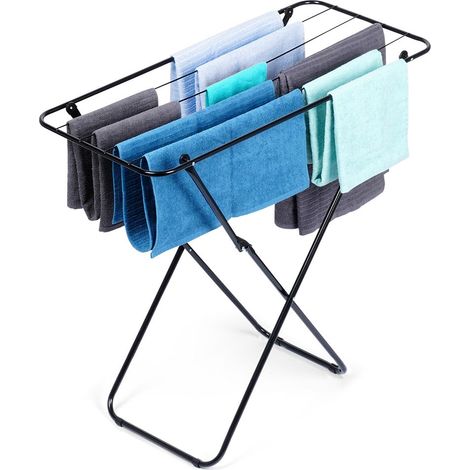 Tendedero plegable de metal negro 93x43x88 cm