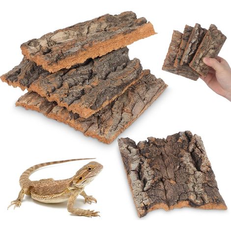 Décoration en Écorce de Liège Naturel pour Terrarium et Reptiles - Lot de 4 Pièces de Liège pour Lézards, Serpents et Amphibiens (1/5)