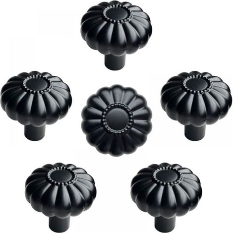 Schwarze Möbelknöpfe, 6 Stück, Schubladenknöpfe, schwarzer Küchengriff, goldene Messing-Schubladenknöpfe, Möbelgriff für Schranktüren (Kürbis – Schwarz)