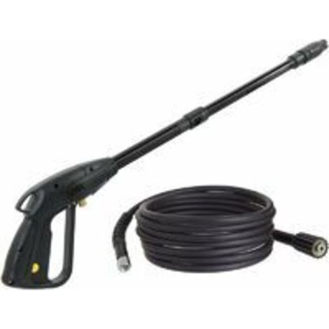 SABIR Pistolet nettoyeur haute pression M22x1,5, raccord 14 mm avec tuyau haute pression - Accessoires nettoyeur haute pression - Buse réglable - Longueur du tuyau 5 m (1/4)