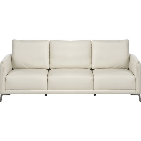 Sofá de 3 plazas tapizado de tela estilo moderno patas de metal beige claro Cilens (1/5)