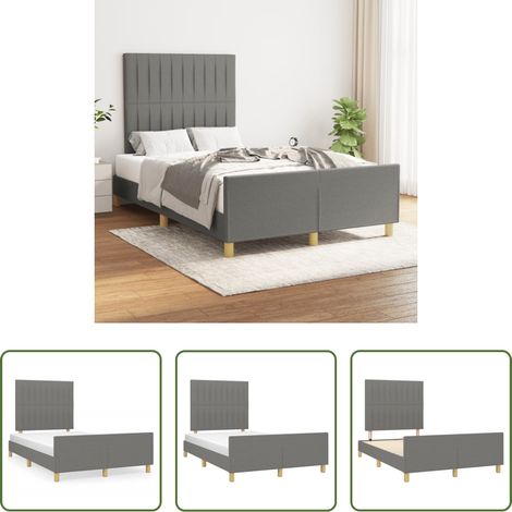 Kopfteil - Bettgestell ohne Matratze Dunkelgrau 120x200 cm Stoff (1/5)