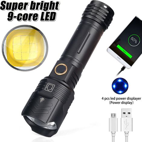 Lampe torche LED rechargeable lumens puissante zoomable tactique modes 12 000 5 (1/4)