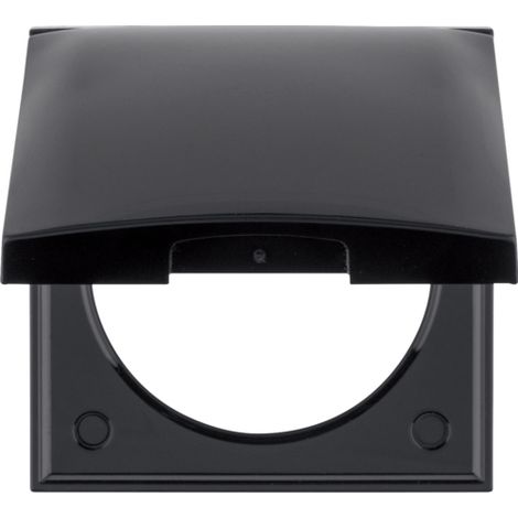 HAGER CADRE 1 POSTE AVEC COUVERCLE NOIR BRILLANT (1/3)