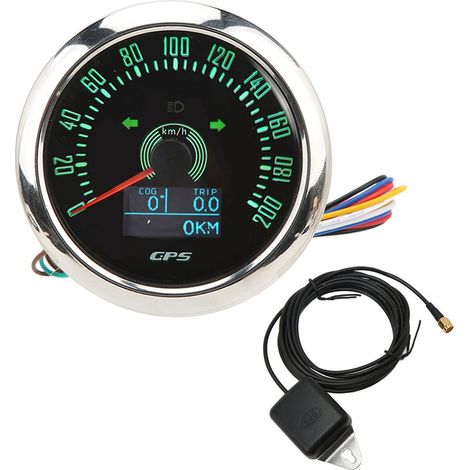 Compteur kilométrique GPS MPH, tachymètre 9-32V 3 en 1 200MPH 85mm avec rétro-éclairage 7 couleurs, indicateur de vitesse étanche universel pour bateau voiture camion moto marine (Cadran noir). (1/5)