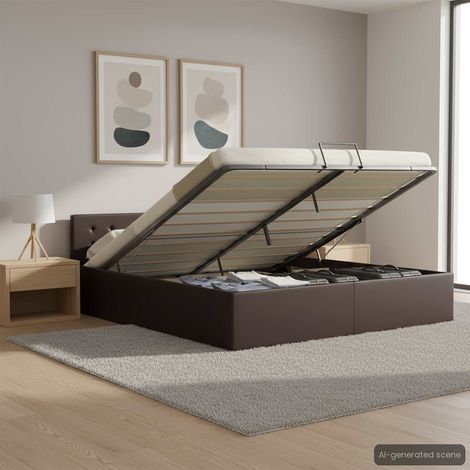 vidaXL Cama canapé hidráulica cuero sintético gris 160x200 cm (1/5)